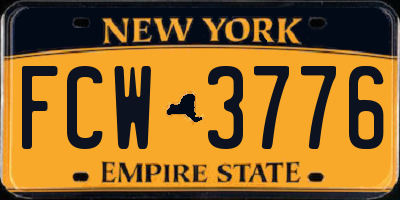 NY license plate FCW3776