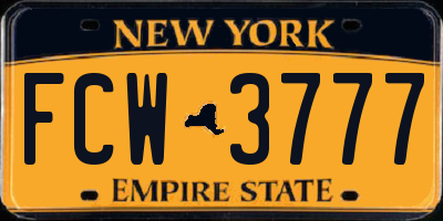 NY license plate FCW3777