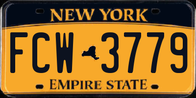 NY license plate FCW3779