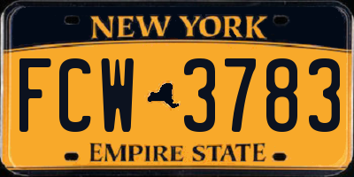 NY license plate FCW3783