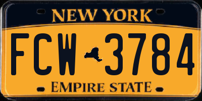 NY license plate FCW3784