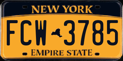 NY license plate FCW3785