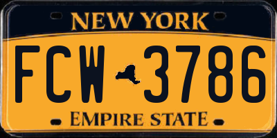 NY license plate FCW3786