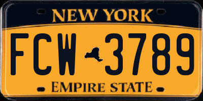 NY license plate FCW3789