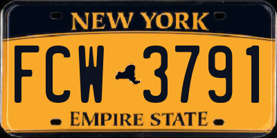 NY license plate FCW3791