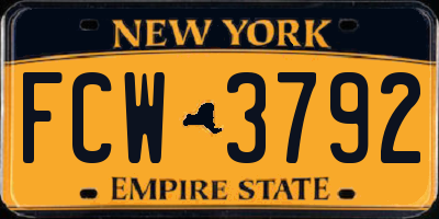NY license plate FCW3792