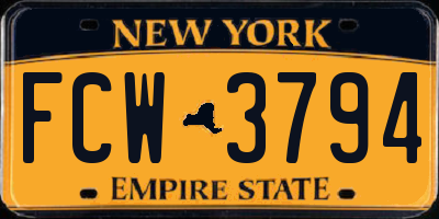 NY license plate FCW3794