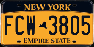 NY license plate FCW3805