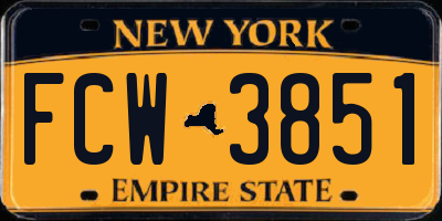 NY license plate FCW3851