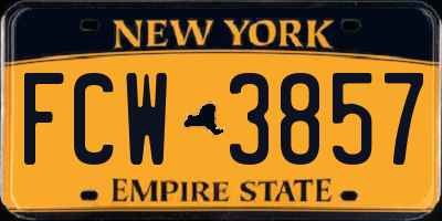 NY license plate FCW3857