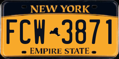 NY license plate FCW3871