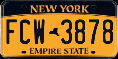 NY license plate FCW3878