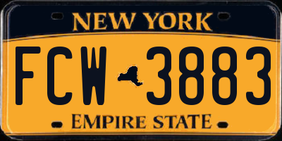 NY license plate FCW3883