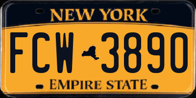 NY license plate FCW3890