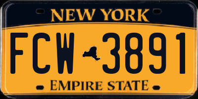 NY license plate FCW3891