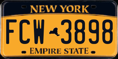 NY license plate FCW3898