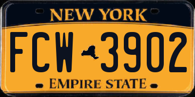 NY license plate FCW3902