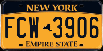 NY license plate FCW3906