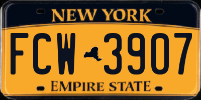 NY license plate FCW3907