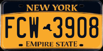 NY license plate FCW3908