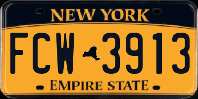NY license plate FCW3913