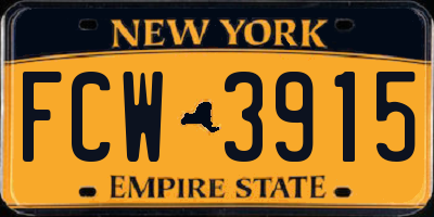 NY license plate FCW3915