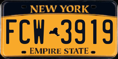 NY license plate FCW3919