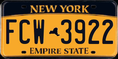 NY license plate FCW3922