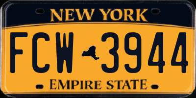 NY license plate FCW3944