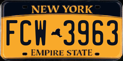 NY license plate FCW3963