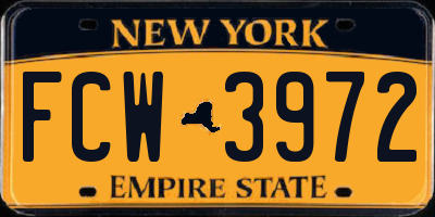 NY license plate FCW3972