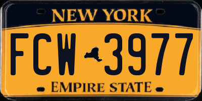 NY license plate FCW3977