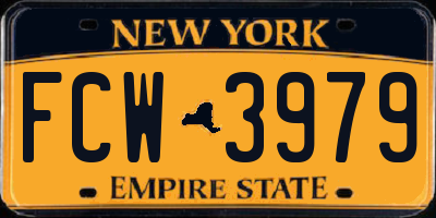 NY license plate FCW3979
