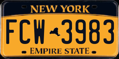 NY license plate FCW3983