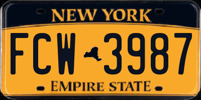 NY license plate FCW3987