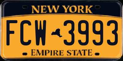 NY license plate FCW3993