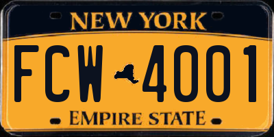 NY license plate FCW4001
