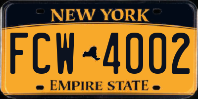 NY license plate FCW4002