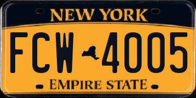 NY license plate FCW4005