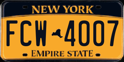 NY license plate FCW4007
