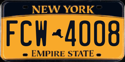 NY license plate FCW4008