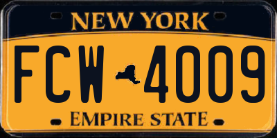 NY license plate FCW4009