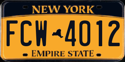 NY license plate FCW4012