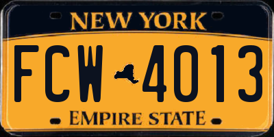 NY license plate FCW4013
