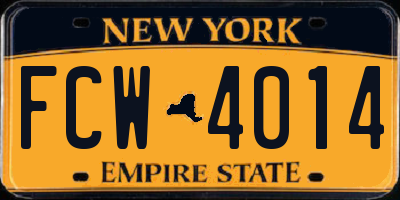 NY license plate FCW4014