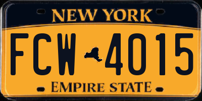 NY license plate FCW4015