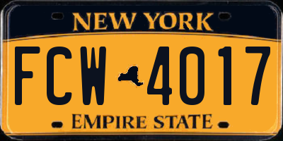 NY license plate FCW4017