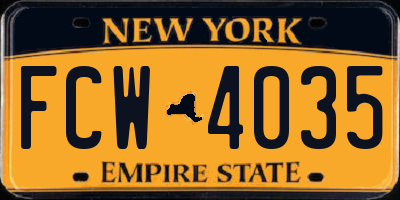 NY license plate FCW4035
