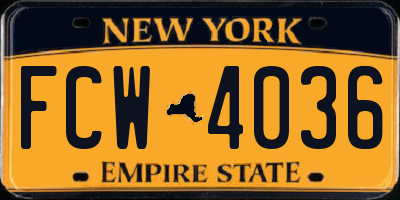 NY license plate FCW4036