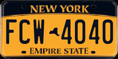 NY license plate FCW4040